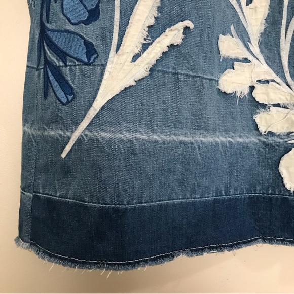 Holding Horses Anthropologie Denim Appliqué Shift Dress | Blue Dress - Size XS - Picture 5 of 14